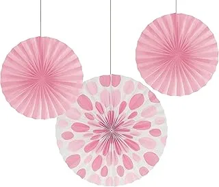 Solid & Polka Dot Paper Fan Classic Pink