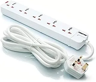 Geepas 5 Way Extension Socket 13A - Extension Lead Strip With Led Indicators | Extra Long Cord with Over Current Protected | Ideal For All Electronic Devices | 2 Years Warranty