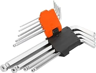 Wokin One Side Hex Ball Point Allen Key Long 9 pcs Set 1.5, 2, 2.5, 3, 4, 5, 6, 8, 10MM CRV Steel 207509 Orange/SIlver