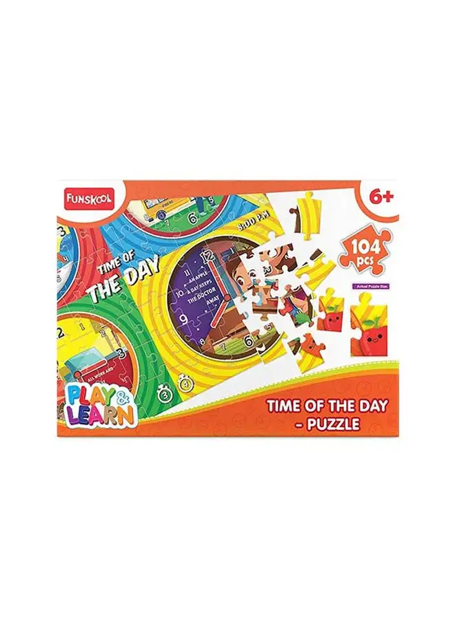 Funskool 104 قطعة لغز وقت اليوم للأطفال 31.5 × 23 × 4 سم