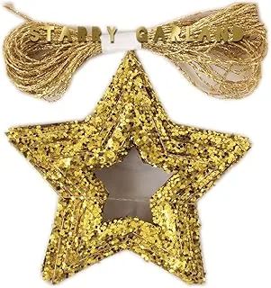 Meri Meri Glitter Stars Mini Garland, 14-Feet Length, Gold