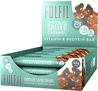 Fulfil Vitamin And Protein Bar (15 X 55G Bars) — Chocolate Salted Caramel Flavour — 20G High Protein, 9 Vitamins, Low Sugar