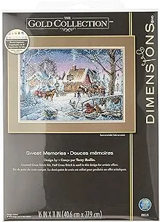 مجموعة Dimensions Gold Collection عد عبر الابره ، Sweet Memories Christmas Cross Stitch ، 16 Count Dove Grey Aida ، 16 '' x 11 ''