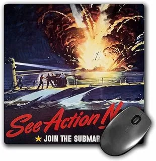 3Drose Llc 8 X 8 X 0.25 Inches Mouse Pad, Vintage See Action Now Join The Submarine Service Poster (Mp_149418_1)