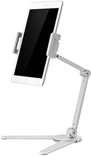 UPERGO Adjustable Aluminum Smartphone, Tablet Stand/Holder | for 4.7 inches to 13 inches Phone and Tablet | 360 degree rotation versatile and flexible tablet stand | with Wall Mount Feature- Silver