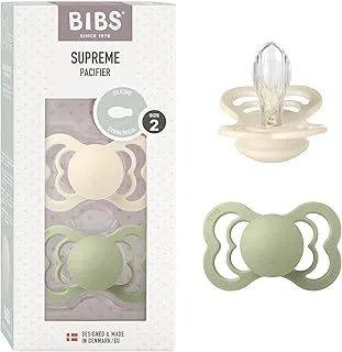 BIBS Baby Pacifier Newborn Pacifiers 2-Pieces 6 to 18 Months Food Grade Material Natural Rubber BPA Free Large Air Holes For More Safety Size-1 Made In Denmark