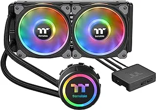 ثيرمال تيك فلو DX 240 مم ، LED مزدوج الحلقة ، 16.8 مليون لون برنامج تمكين (TT RGB Plus / Alexa / Razer Chroma) ، AMD (AM4) / Intel (LGA 2066/1200) ، مبرد سائل وحدة المعالجة المركزية AIO CL-W255-PL12SW-B