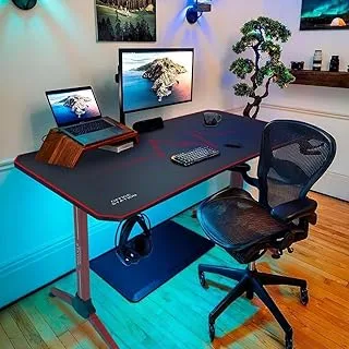 ContraGaming by Mahmayi Gaming Table MY 1160 Red RGB Lighting with Gamepad Holder USB Holder Cable Management with Carbon Fiber Top with AM K5 Pro Headset Combo