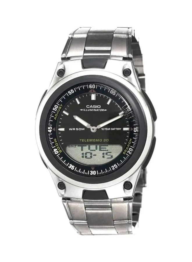 CASIO Men's Illuminator Water Resistant Analog & Digital Watch AW-80D-1AVDF - 40 mm - Silver 