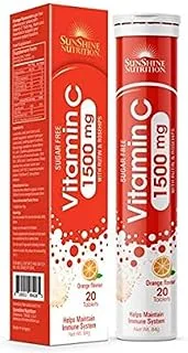 SUNSHINE NUTRITION VITAMIN C 1500MG RUTN&ROSHPS EFFERV 20TABS: 08428