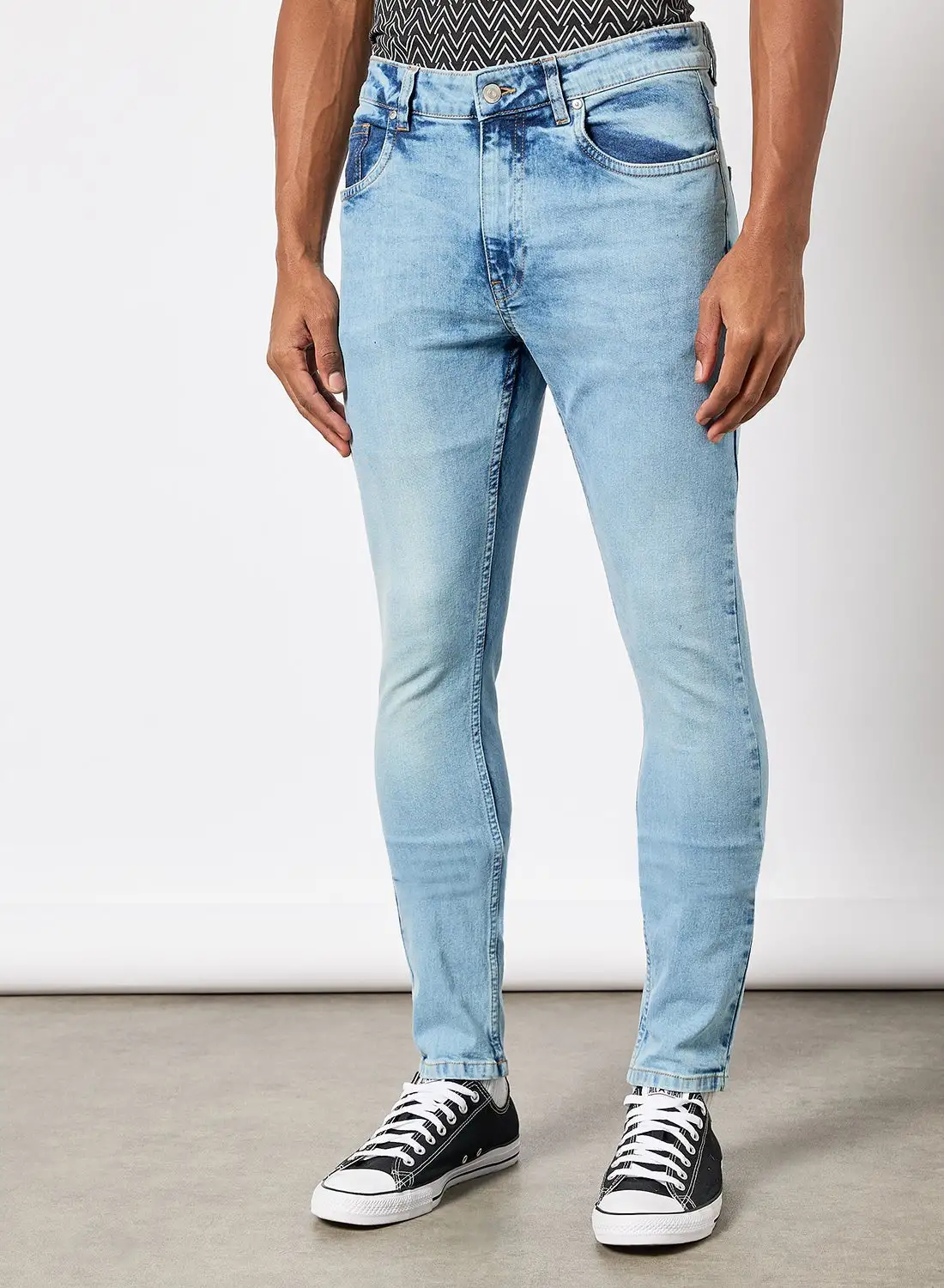 QUWA Washed Skinny Jeans Light Blue