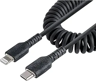 StarTech.com USB C TO LIGHTNING CABLE - 1M (3.3FT) COILED CABLE BLACK