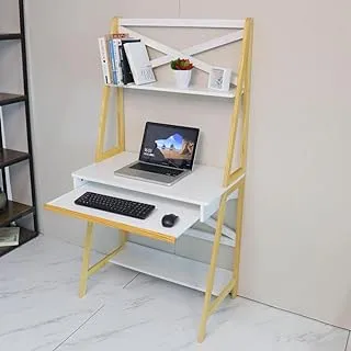 YATAI Computer Desk Mobile Workstation Desk Table Home Office Table With Storage Shelf Keyboard Tray Writing Study Working Gaming Table Bookshelf Organizer for Office Bedroom Living Room