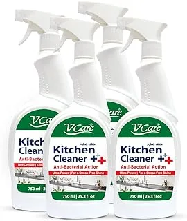 Vcare Kitchen Cleaner Trigger Spray Powerful, Anti Bacterial And Safe Solution For Sparkling Clean Surfaces In Your Kitchen 750Ml (Pack Of 4)