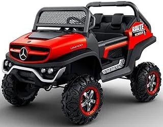 DORSA Mercedes Benz Ride On Car, Red, Unimog Jeep Red, L