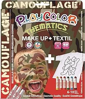 Playcolor 58040 5 g Basic Make Up Pocket with 10 g Textile One Camouflage Set Face Paint Stick