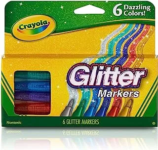 Crayola Glitter Markers, Assorted Colors, Gift, 6 Count (58-8629)