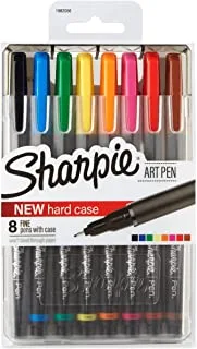 SHARPIE Art Pens, Fine Point, Colors may vary, Hard Case, 8 Pack (1982056)