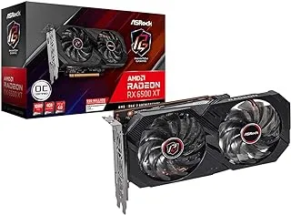 ASRock Radeon RX 6500 XT Phantom Gaming 4GB OC GDDR6 Graphics Card, RDNA2, AMD FidelityFX, 1024 Streams, 2820MHz Boost, Black, RX6500XT PGD 4GO, D, One Size