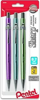 Pentel Sharp Mechanical Pencil (0.7mm) Metallic Barrels, Assorted Colors (MP1/MS/MK1), 3-Pk (P207MBP3M1)