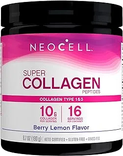 Neocell Super Collagen Powder - Grass-Fed Types 1 & 3 Paleo Friendly Gluten Free, Berry Lemon Flavor 6.74 Ounces (Package May Vary)