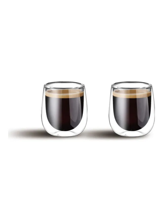 Cuisine Art 2-Piece Double Walled Thermal Insulated Coffee Glass Cup Clear 80ml