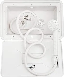 Dura Faucet DF-SA170-WT RV Weatherproof Exterior Shower Box Kit - Lock and Key (White)