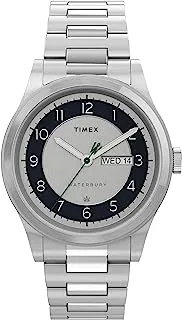 Timex Men's Waterbury Traditional Day-Date 39mm Quartz Dress Watch with Stainless Steel Strap, Silver, 20 (Model: TW2U99300VQ)