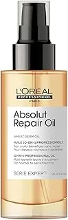 L’Oréal Professionnel | Absolut Repair Oil multi-benefit leave in treatment | For dry and damaged hair | | Repairs & Hydrates Dry, Damaged Hair | With Protein and Gold Quinoa | SERIE EXPERT | 90ml