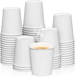 MARKQ [50 Cups] 7oz. White Paper Cups - Available in 4oz, 8oz, 12oz, 16oz- Disposable Coffee/Tea/Water for Home, Parties or Work