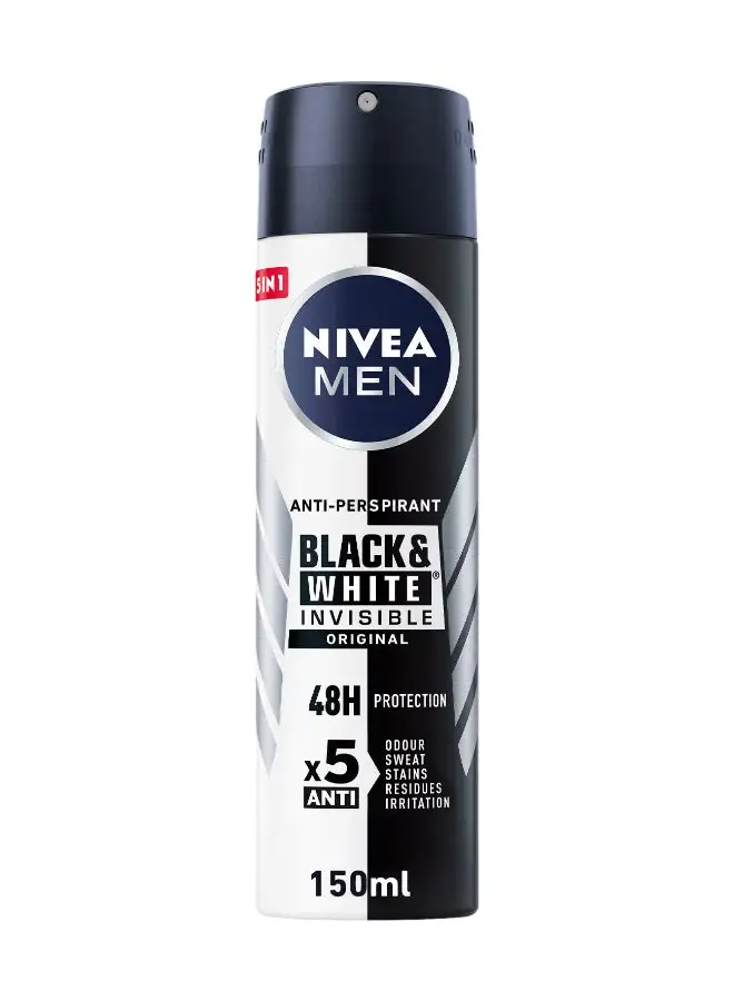 Nivea Men Black And White Invisible Original, Antiperspirant for Men, Spray 150ml