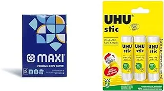 Maxi Photo Copy Paper A4 80Gsm 500 Sheet, A4 Paper, 80Ga4 & Uhu Stic, The Proven Glue Stick - Glues Strongly, Quickly And Permanently, Without Solvent, 8.2G, Set Of 3, White