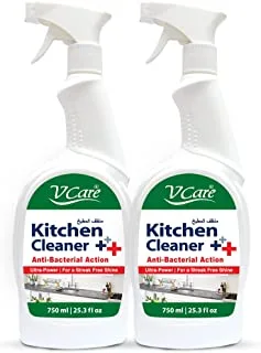 Vcare Kitchen Cleaner Trigger Spray Powerful, Anti Bacterial And Safe Solution For Sparkling Clean Surfaces In Your Kitchen 750Ml (Pack Of 2)