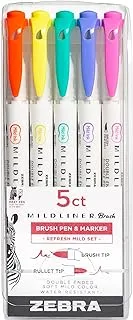 Zebra Mildliner Brush Marker Pen, Set of 5