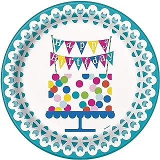 Unique Confetti Cake Birthday 9In Plates 8Ct