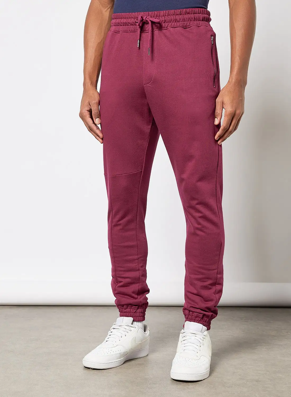 QUWA Casual Seamed Joggers Maroon