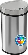 iTouchless 13 Gallon Kitchen Odor Control System, Semi-Round Extra-Wide Opening Touchless Automatic Garbage Bin, Sensor Brushed Stainless Steel Trash Can, 13 Gal