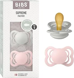 BIBS Baby Pacifier Newborn Pacifiers 2-Pieces 0 to 6 Months Food Grade Material Natural Rubber BPA Free Large Air Holes For More Safety Size-1 Made In Denmark