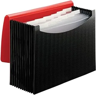 Smead Expanding File, 12 Pockets, Elastic Closure, Letter Size, Wave Pattern Red/Black (70866)