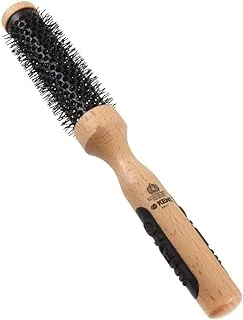 Kent PF11 35mm Ceramic Round Hair Brush | Ideal for Straightening, Curling, and Volume | Embossed Rubber Grip | Beachwood Handle