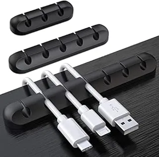 Showay 3Pcs Cable Holder Clips - Desktop Cable Organizer For Management Of Power Cord And Charging Cables - Black