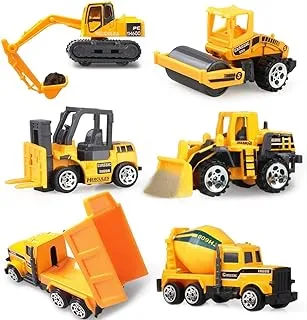 Mumoo Bear Mini Construction Vehicles Kids Little Truck Cars Toy Pack Roller Bulldozers Forklift Excavator Asphalt Car Dump Set for Kids