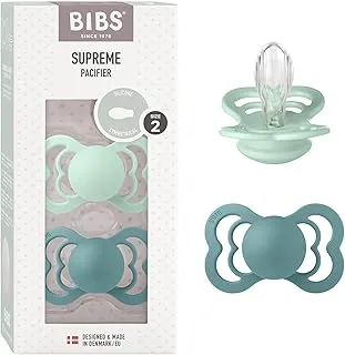 Bibs Supreme لهاية من السيليكون لعمر 6+ أشهر للأطفال الصغار من قطعتين ، مقاس 2 ، Nordic Mint / Island Sea