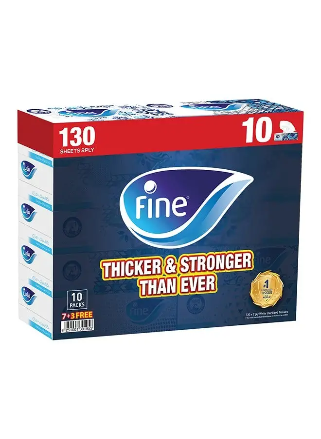 Fine Facial Tissues 130 Sheets Pack Of 10 White