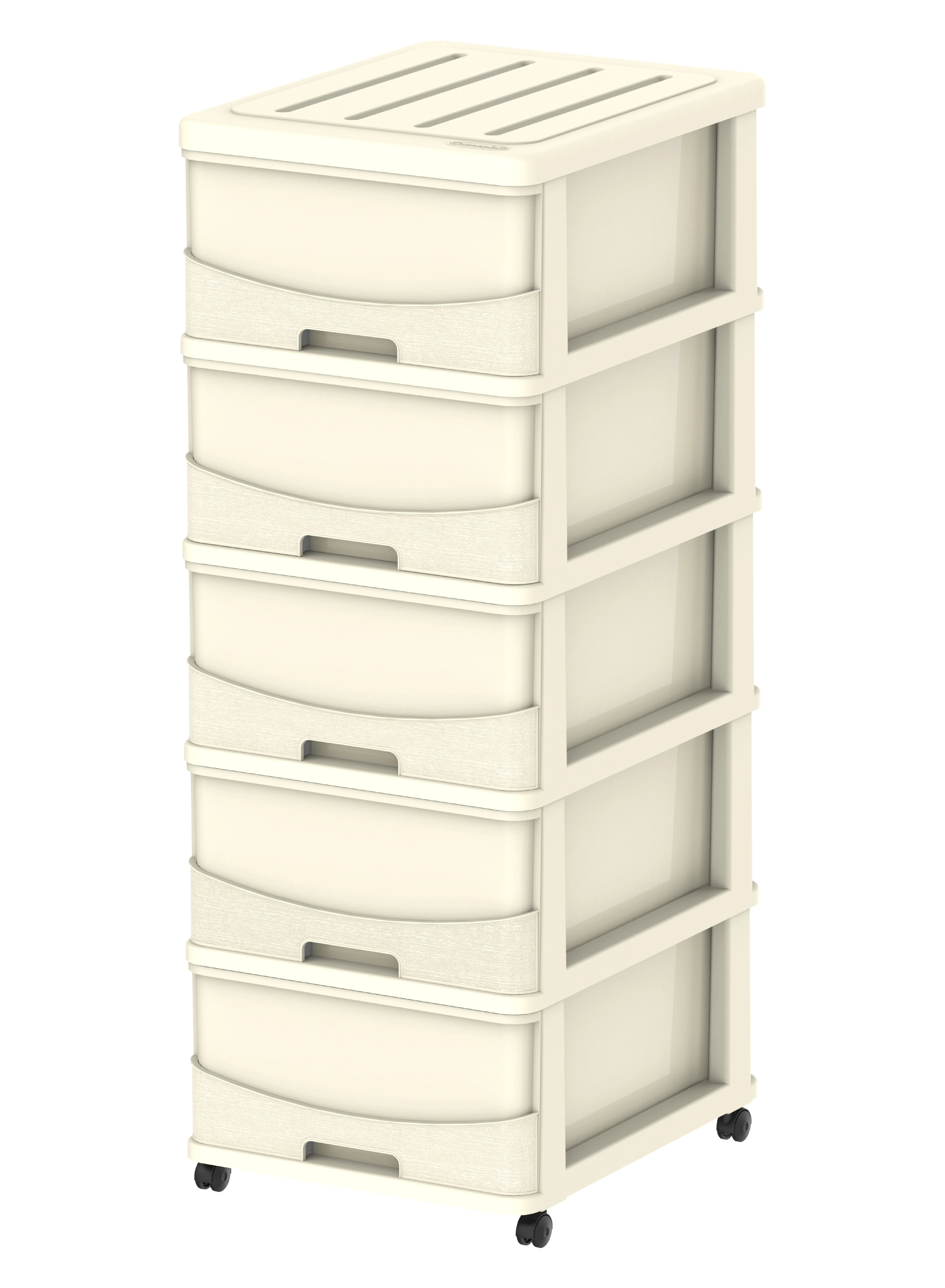 Cosmoplast Cedargrain 5 Tiers Storage Cabinet with Drawers & Wheels