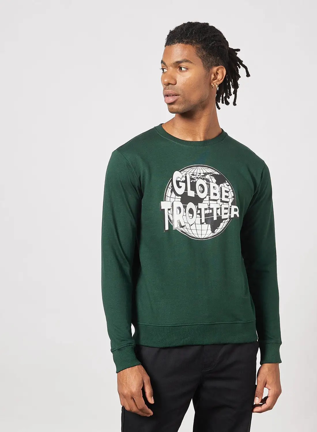 QUWA Casual Printed Sweatshirt Green