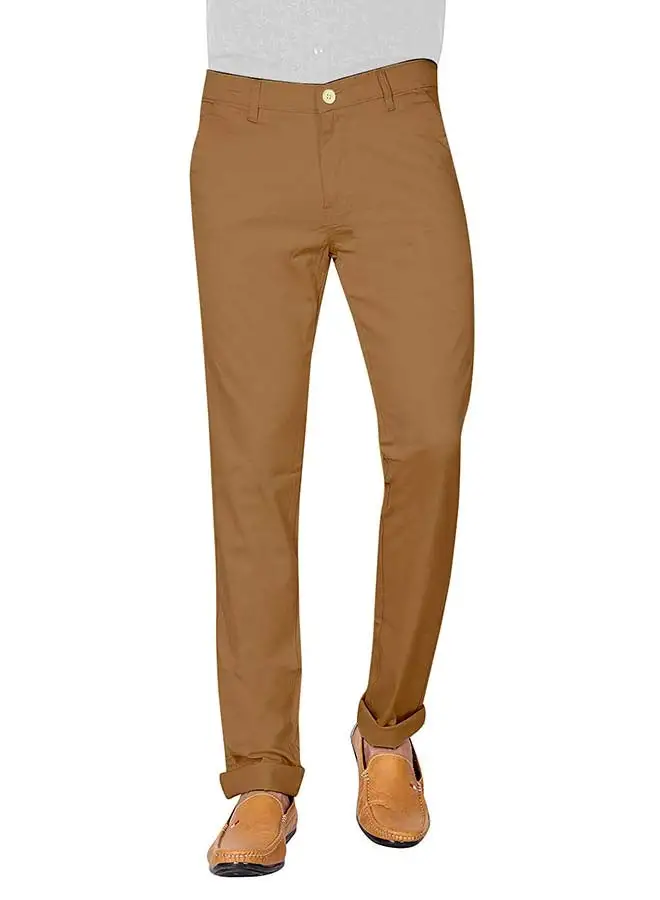 Generic Solid Formal Pants With Side Pockets Brown