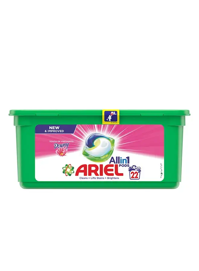 Ariel All In 1 Pods Washing Liquid Capsules With Touch Of Freshness Downy 22 Count 554.4grams