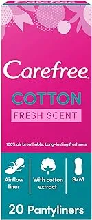 Carefree Daily Panty Liners, Cotton, Fresh Scent, Pack Of 20