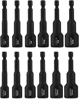 NEIKO 10250A Magnetic Hex Impact Nut Driver Set, 12-Piece Driver Bit Set for Drill, Cr-V Steel, 1/4